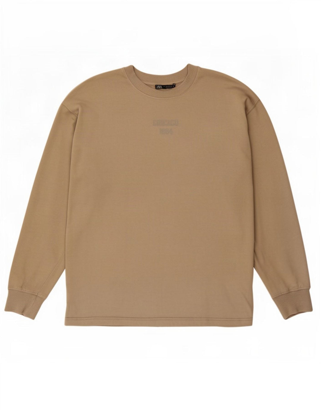 Zara Womens Oversized Top Long Sleeve Medium Beige Cotton