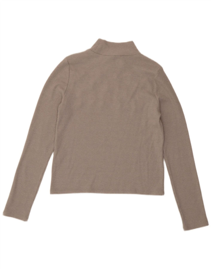 Zara Womens Crop Top Long Sleeve UK 14 Large Grey Polyester