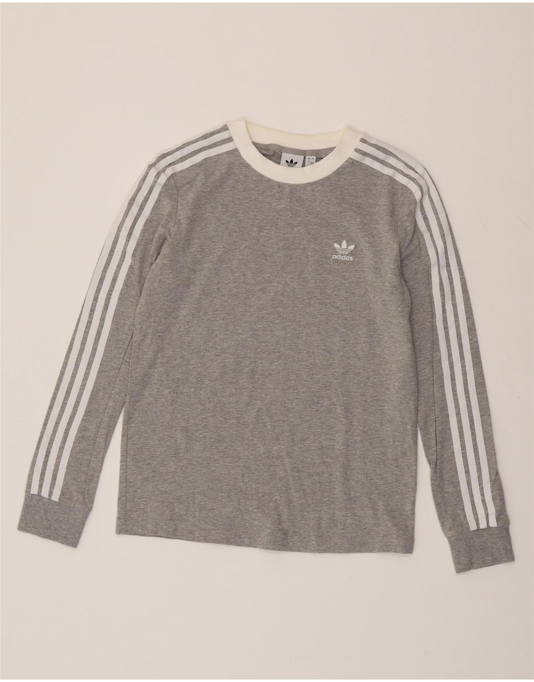 ADIDAS Womens Top Long Sleeve UK 8 Small Grey Flecked Cotton