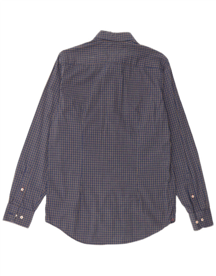 Tommy Hilfiger Mens Slim Fit Shirt Medium Navy Blue Gingham Cotton