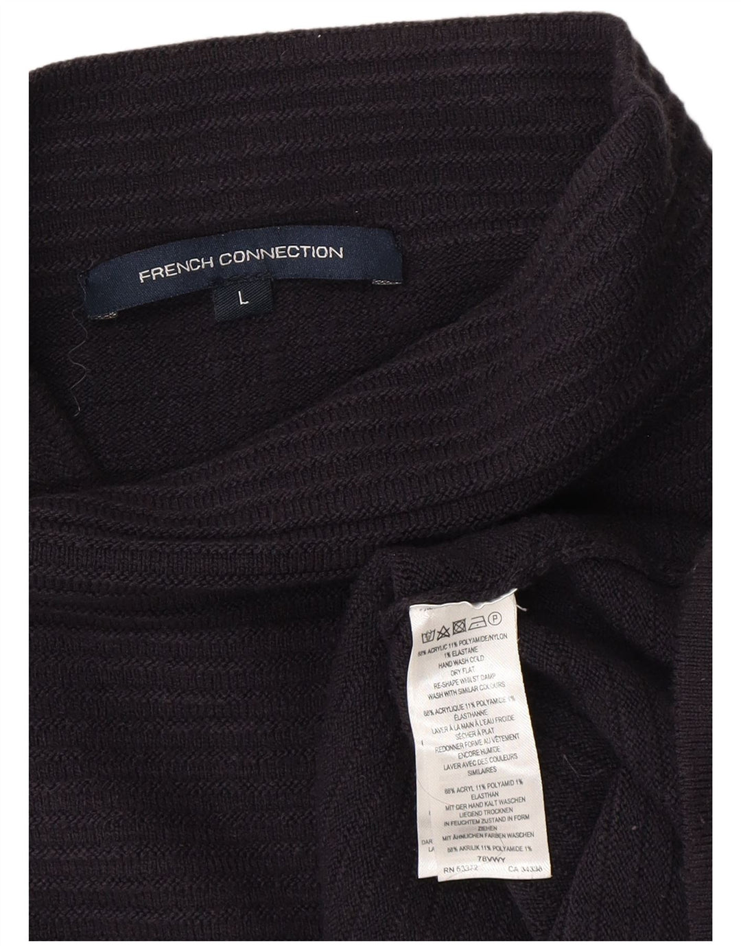 FRENCH CONNECTION Womens Roll Neck Jumper Sweater UK 16 Large Black