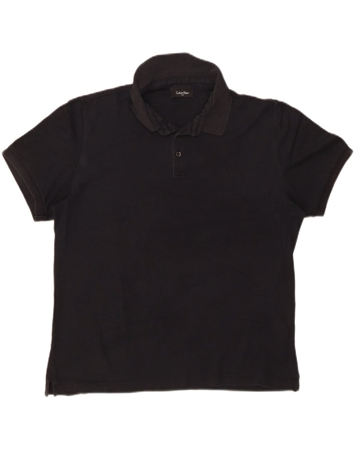 CALVIN KLEIN Mens Polo Shirt Large Black Cotton