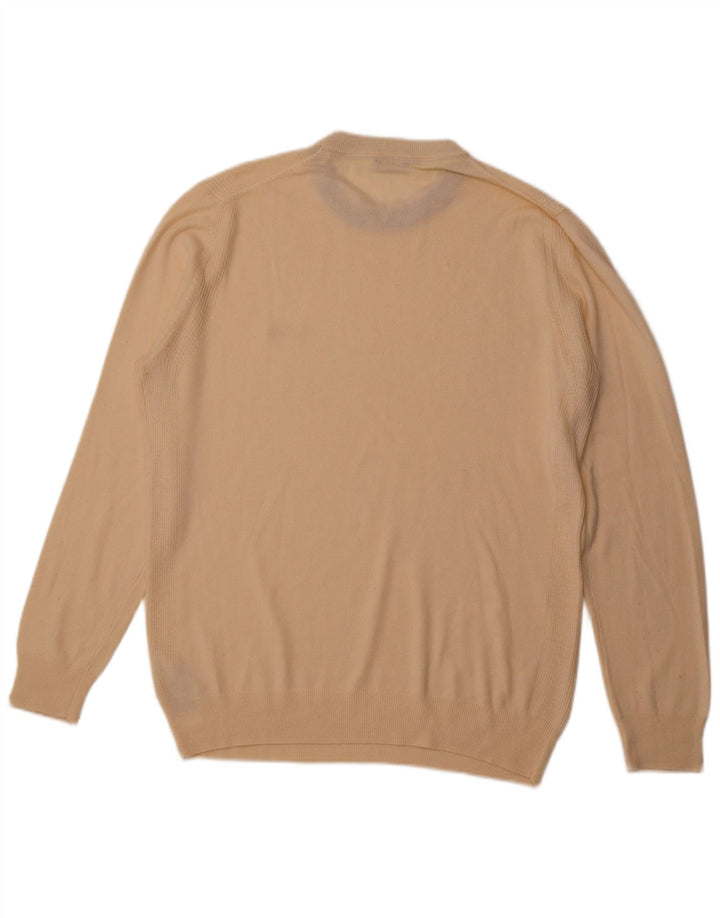 GUESS Mens Crew Neck Jumper Sweater UK 44 2XL Beige Polyamide