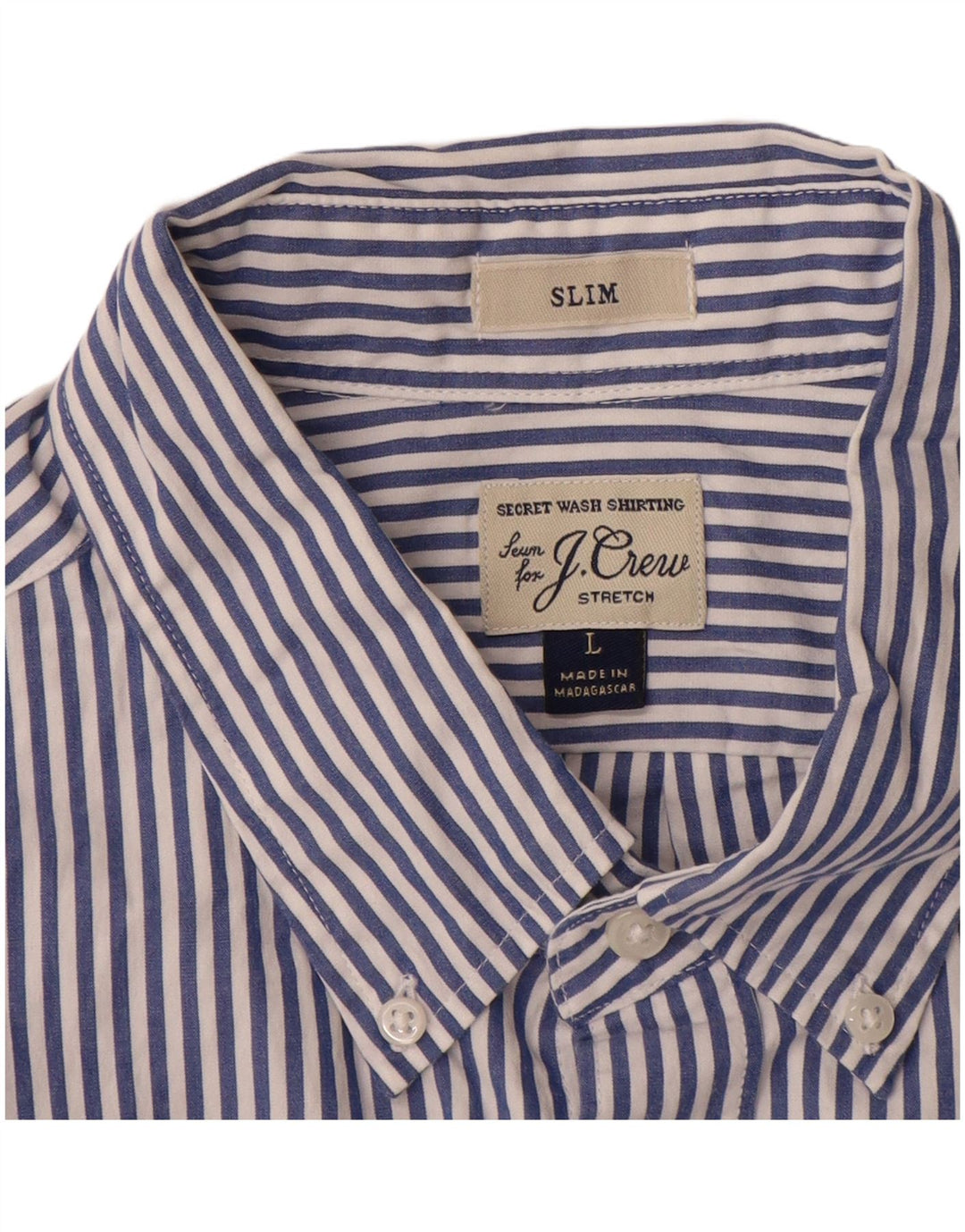 J. CREW Mens Slim Shirt Large Navy Blue Pinstripe Cotton