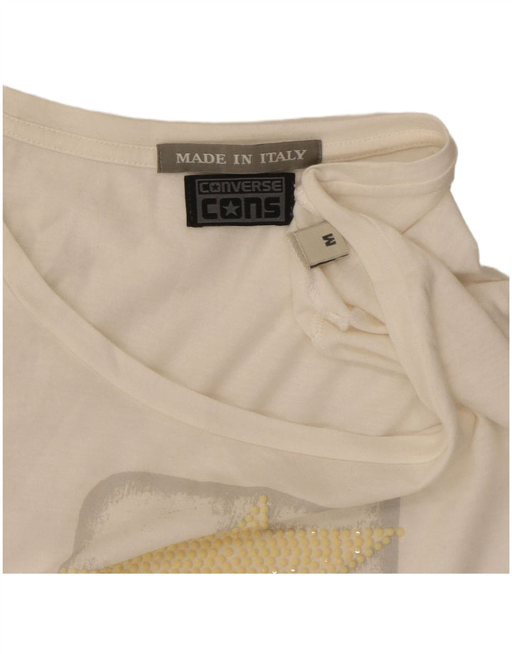 CONVERSE Womens Graphic T-Shirt Top UK 12 Medium White Cotton