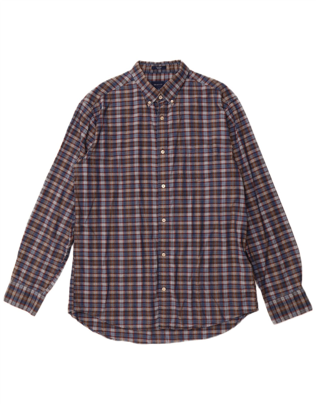 GANT Mens Regular Fit Shirt Size 43/44 17 1/2 XL Navy Blue Check Cotton