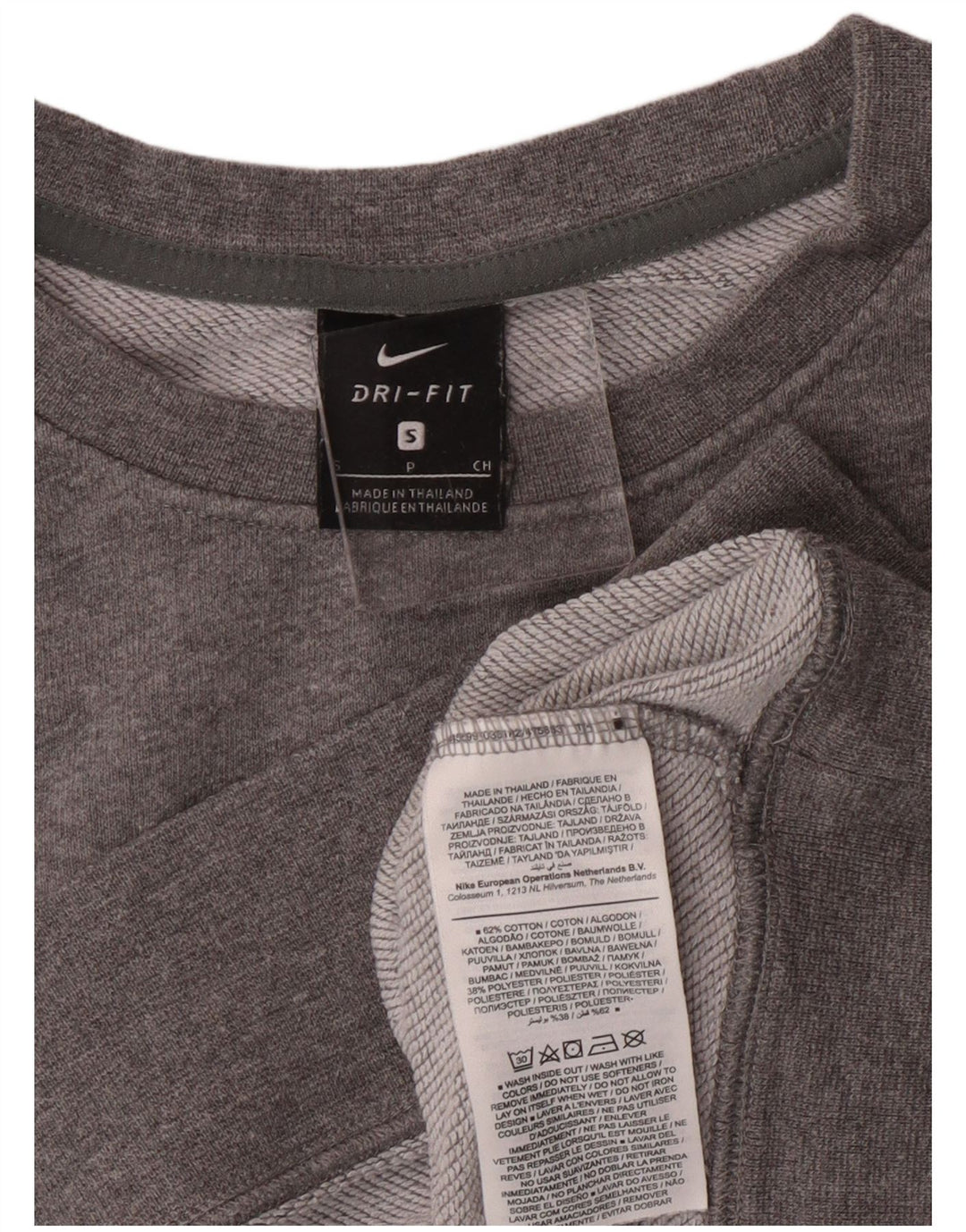 Nike Womens Dri Fit Graphic Oversized Sweatshirt Jumper UK 10 Small Grey