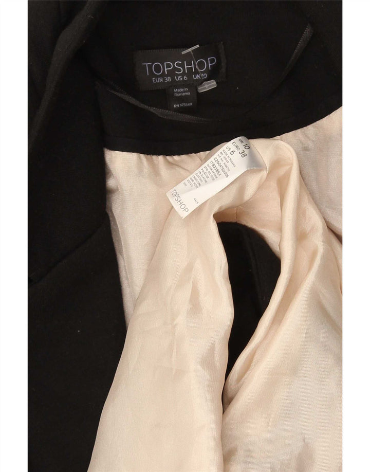 Topshop Womens Open Blazer Jacket UK 10 Small  Black Polyester