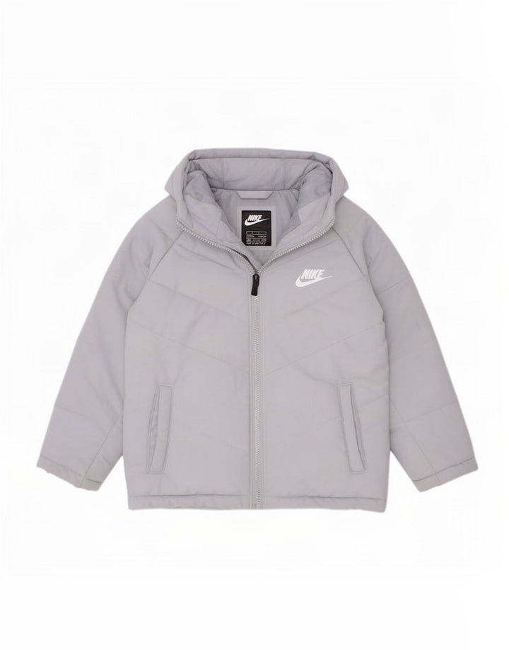Nike Boys Hooded Padded Jacket 5-6 Years Medium Grey Polyester