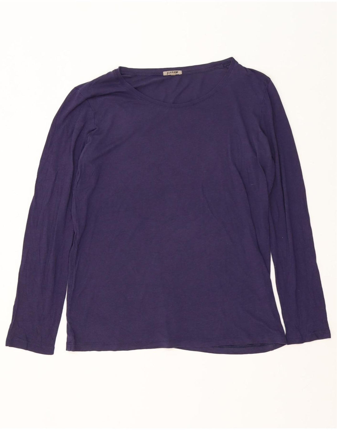 JIGSAW Womens Top Long Sleeve UK 14 Medium Navy Blue Modal