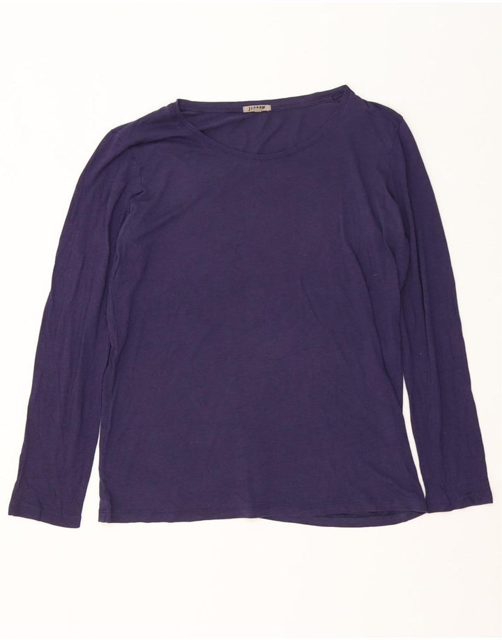JIGSAW Womens Top Long Sleeve UK 14 Medium Navy Blue Modal