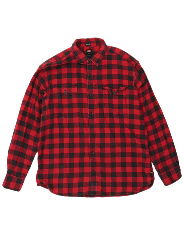 Dickies Mens Relaxed Fit Flannel Shirt Large Red Check