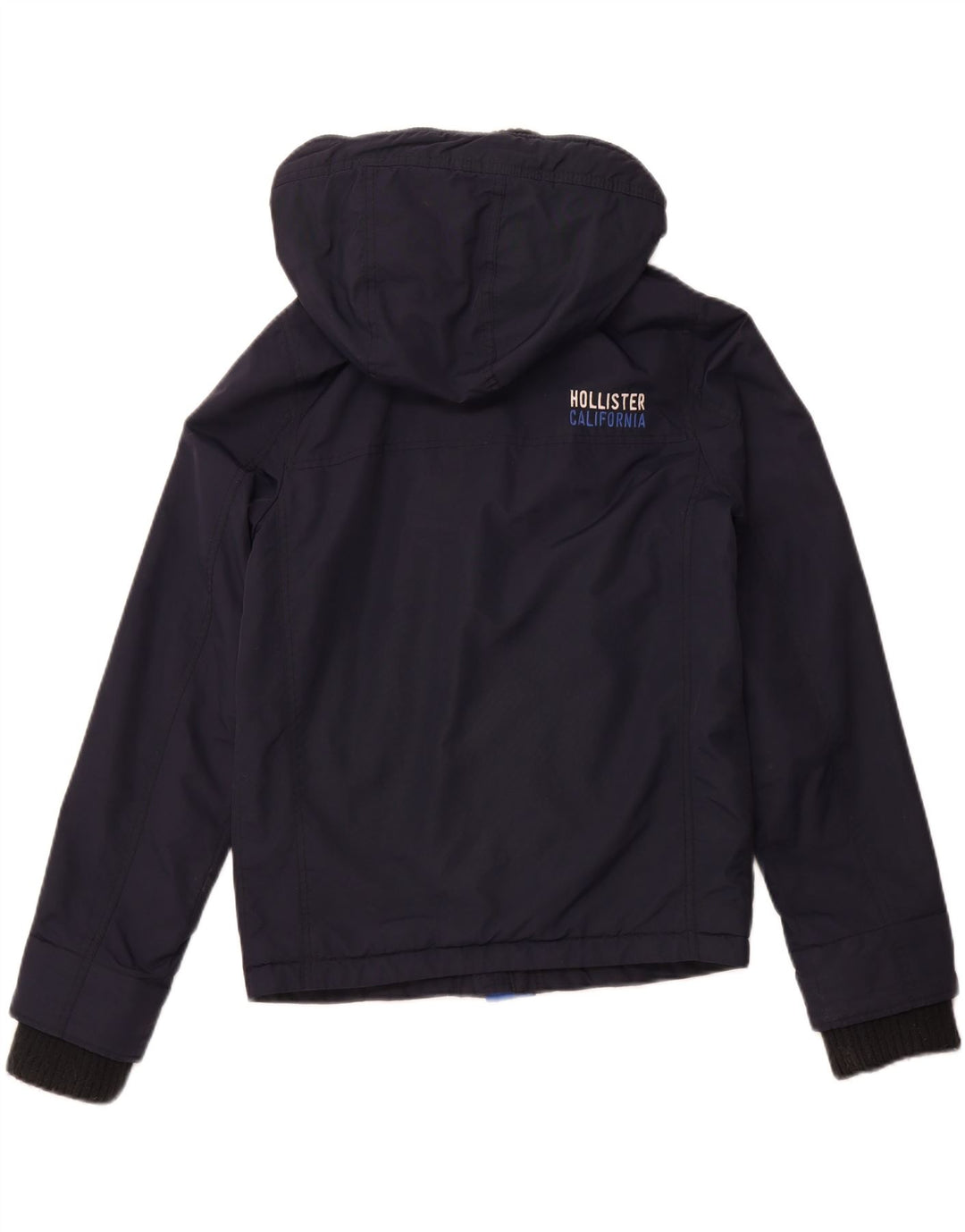 HOLLISTER Womens Hooded Windbreaker Jacket UK 10 Small Navy Blue Nylon