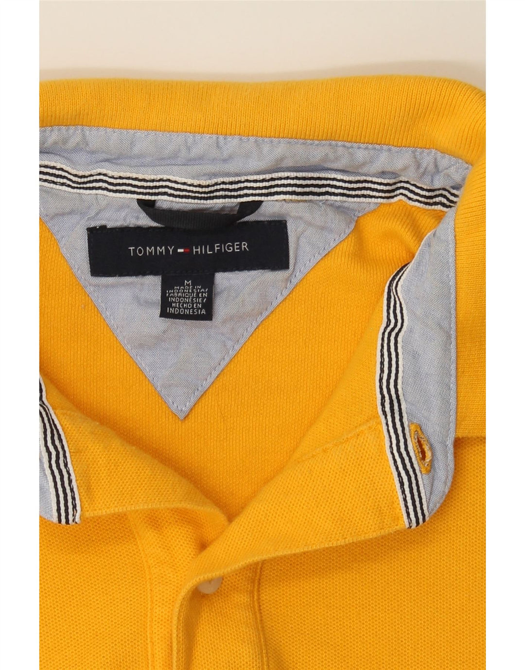 TOMMY HILFIGER Mens Polo Shirt Medium Yellow Cotton Vintage Tommy Hilfiger and Second-Hand Tommy Hilfiger from Messina Hembry 