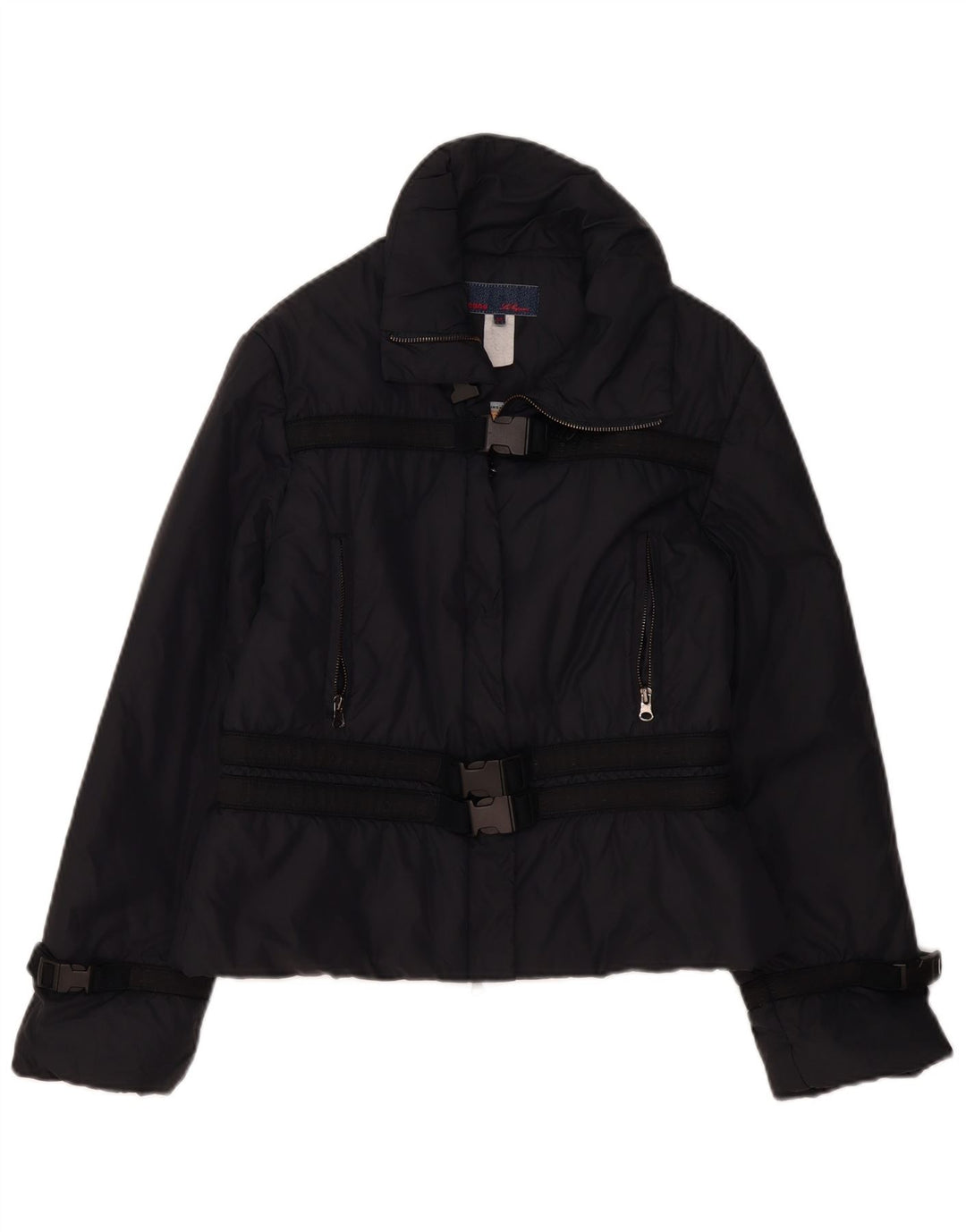 Les Copains Womens Graphic Windbreaker Jacket IT 44 Medium Black