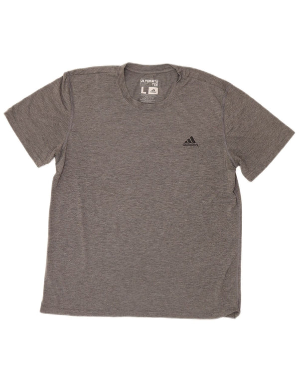 Adidas Mens Climalite T-Shirt Top Large Grey Flecked Polyester
