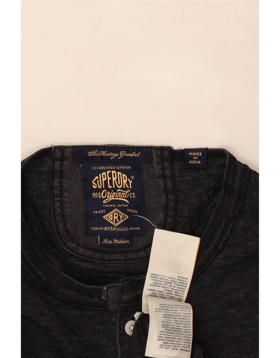 SUPERDRY Mens Top Long Sleeve Medium Grey Cotton