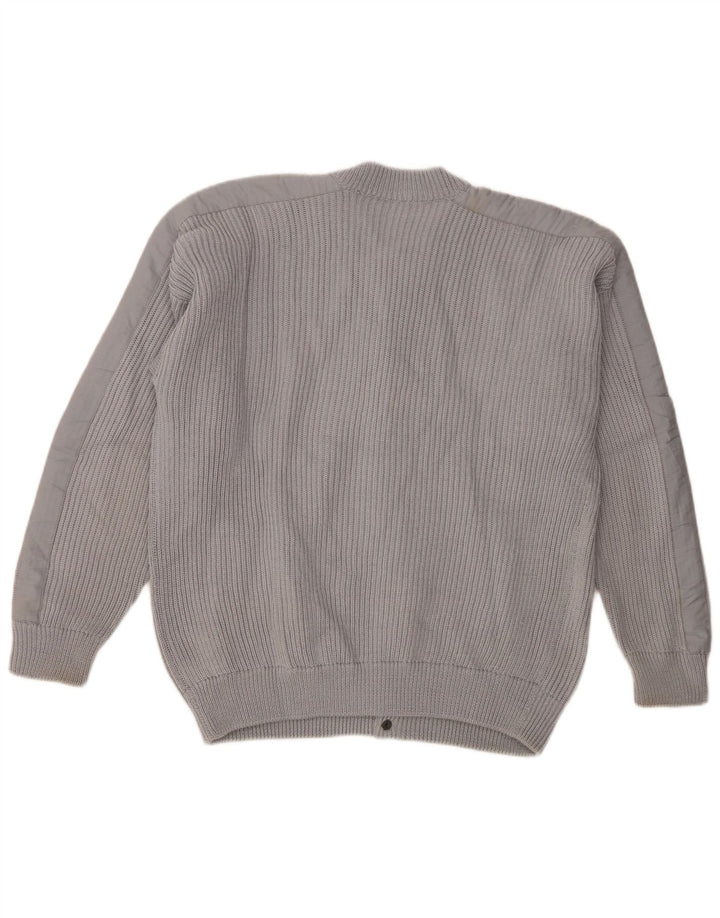 Vintage Mens Cardigan Sweater Medium Grey Retro