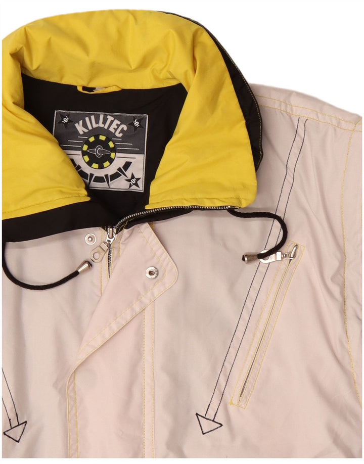 Killtec Mens Graphic Rain Jacket UK 40 Large White Colourblock Polyester