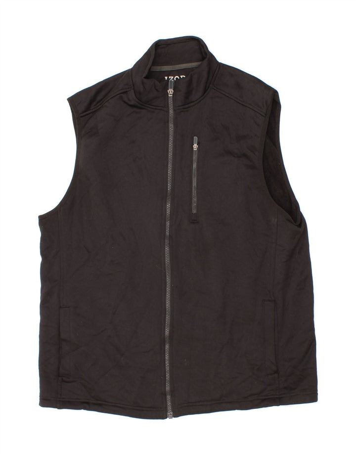 IZOD Mens Sleeveless Tracksuit Top Jacket Medium Black Polyester Vintage Izod and Second-Hand Izod from Messina Hembry 