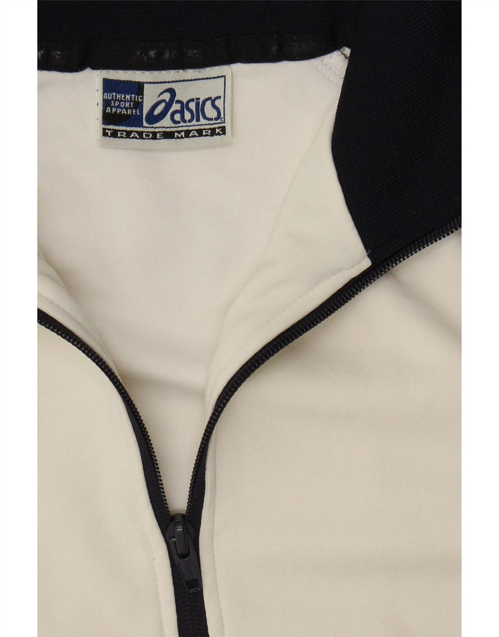 ASICS Womens Tracksuit Top Jacket UK 10 Small Off White Polyamide Vintage Asics and Second-Hand Asics from Messina Hembry 