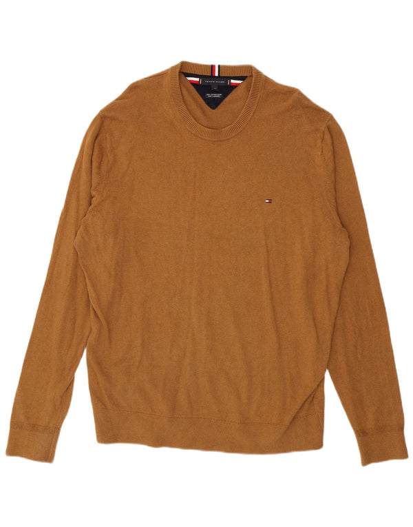 Tommy Hilfiger Mens Crew Neck Jumper Sweater 2XL Brown Cotton