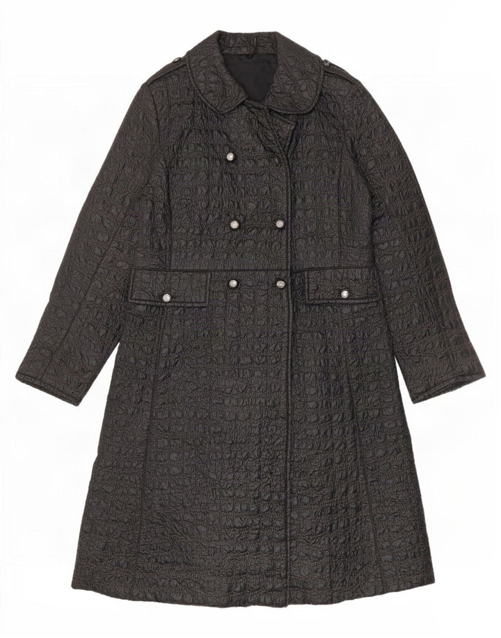 Vintage Womens Trench Coat UK 8 Small Black