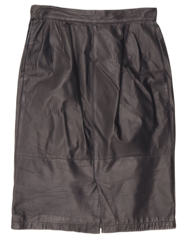 Vintage Womens Leather Skirt IT 46 Large W32 Navy Blue