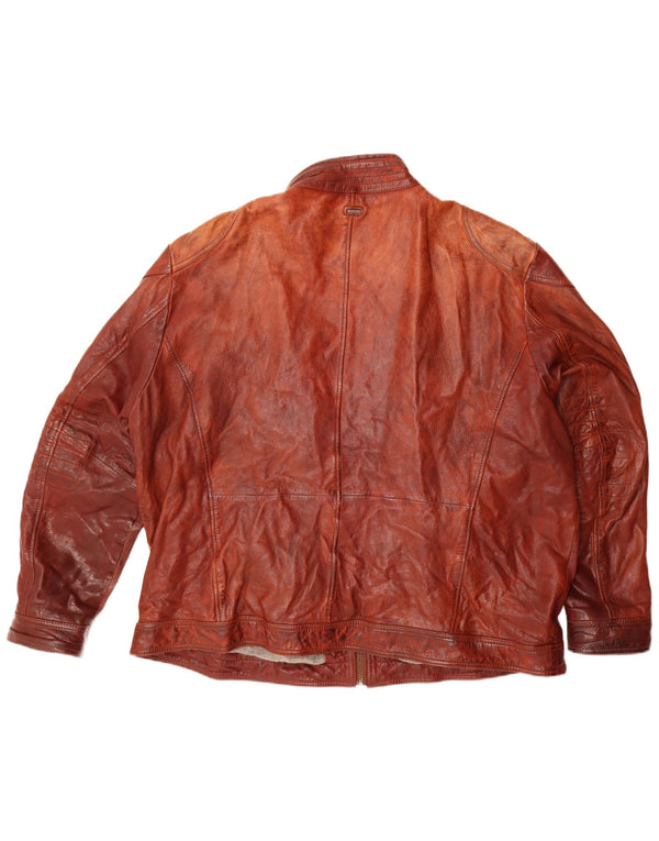 ENGBERS Mens Leather Jacket UK 46 3XL Burgundy