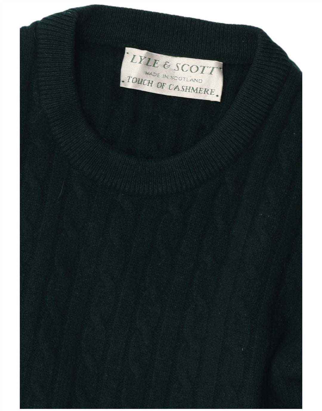 LYLE & SCOTT Mens Crew Neck Jumper Sweater Medium Green Cashmere Vintage Lyle & Scott and Second-Hand Lyle & Scott from Messina Hembry 