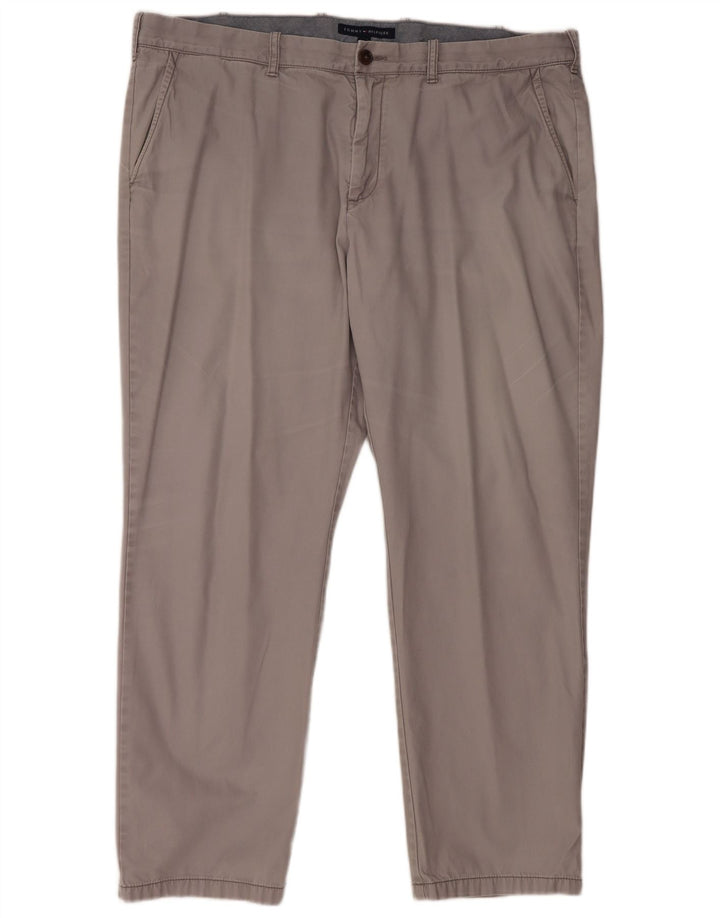 TOMMY HILFIGER Mens Straight Chino Trousers W42 L32 Grey Cotton
