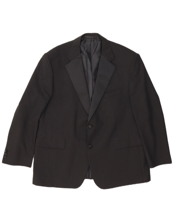 Marks & Spencer Mens 2 Button Blazer Jacket UK 46 XL Black Wool