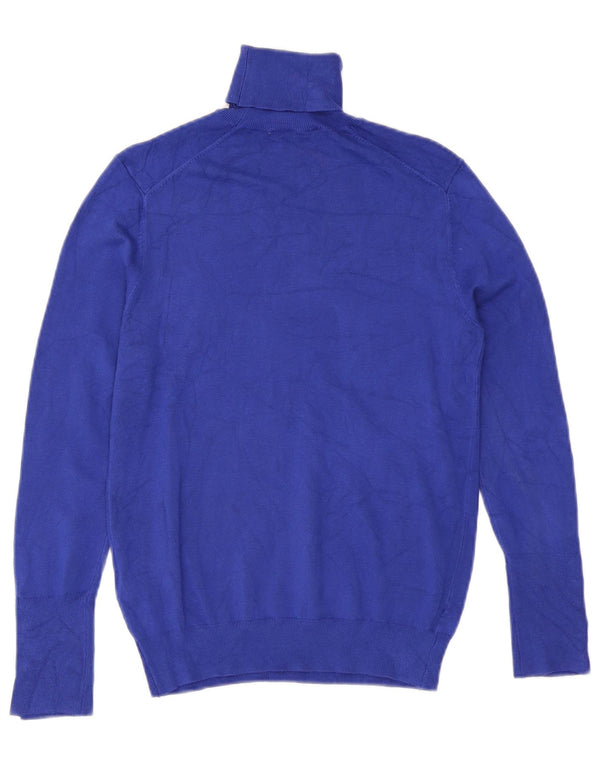 Zara Womens Roll Neck Jumper Sweater UK 14 Large Blue Viscose