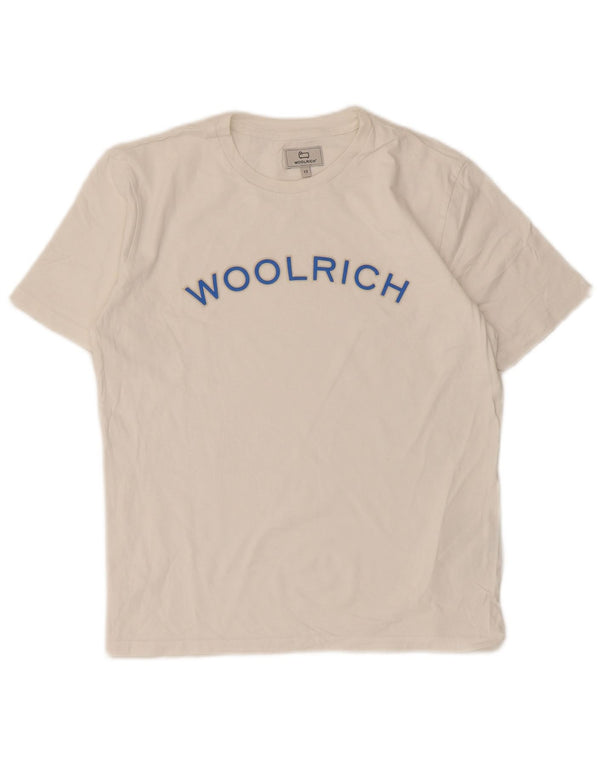 Woolrich Boys Graphic T-Shirt Top 11-12 Years White Cotton