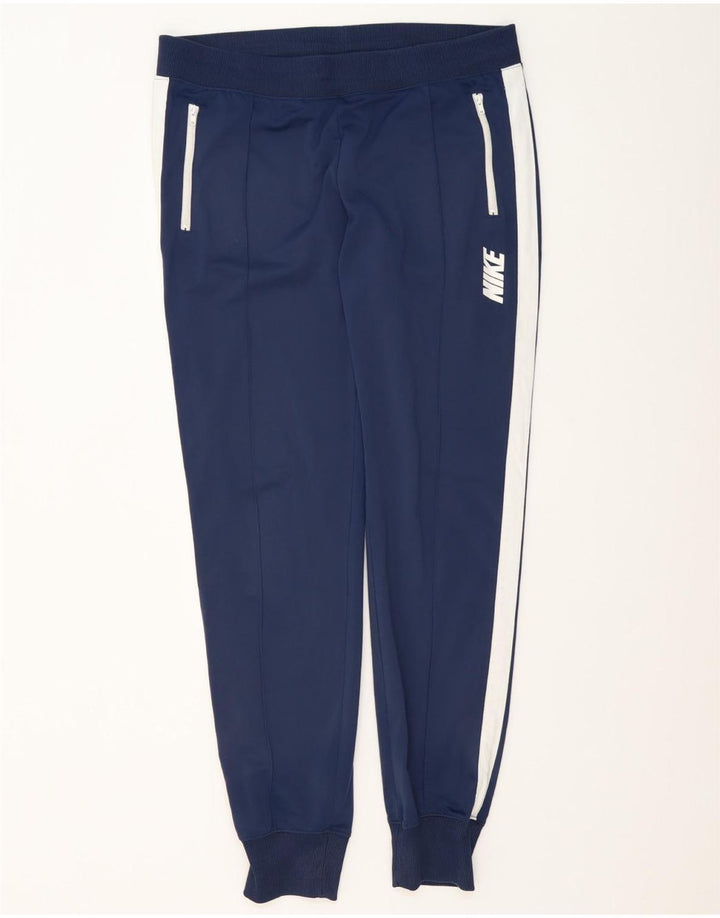 Nike Mens Tracksuit Trousers Joggers Large Navy Blue Colourblock Polyester