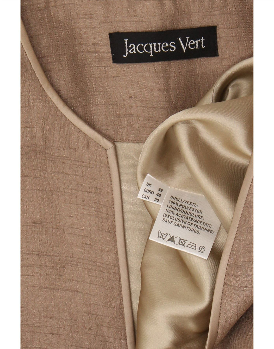 Jacques Vert Womens 1 Button Blazer Jacket UK 22 3XL Beige Polyester