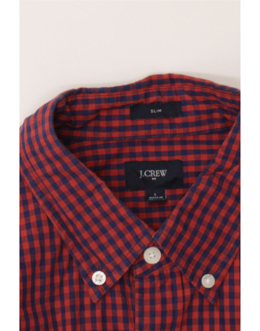 J. CREW Mens Slim Shirt Large Red Check Cotton Vintage J. Crew and Second-Hand J. Crew from Messina Hembry 