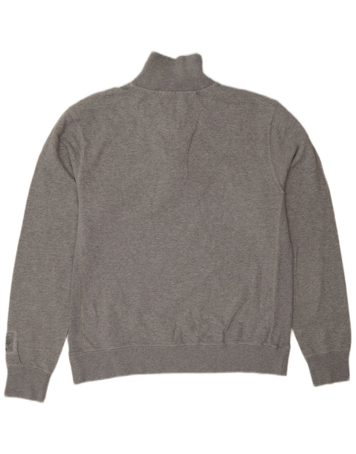 Champion Mens Zip Neck Sweatshirt Jumper Medium Grey Cotton