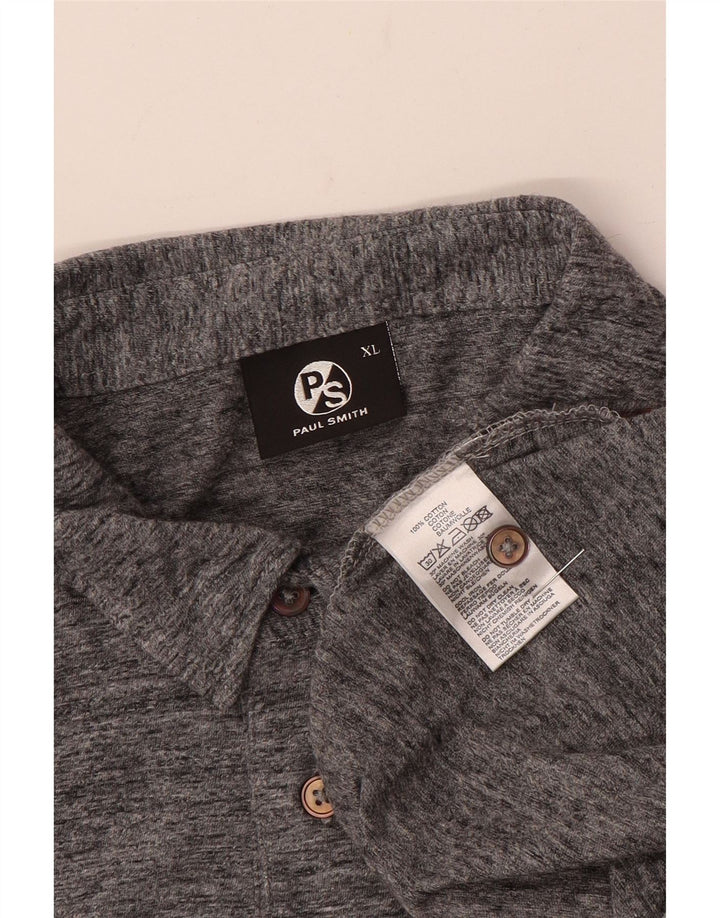 Paul Smith Mens Polo Shirt XL Grey Flecked Cotton