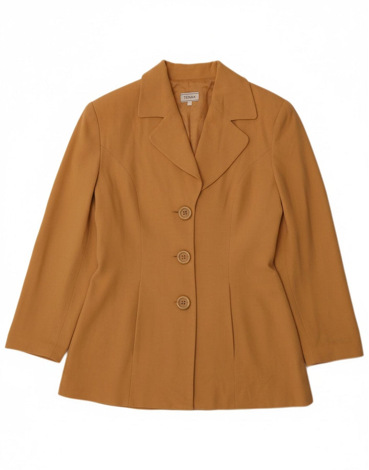 TENAX Womens 3 Button Blazer Jacket UK 12 Medium Brown Viscose