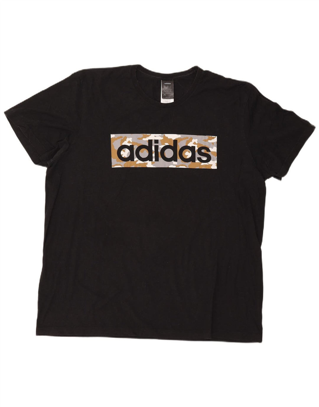 ADIDAS Mens Graphic T-Shirt Top 2XL Black Cotton