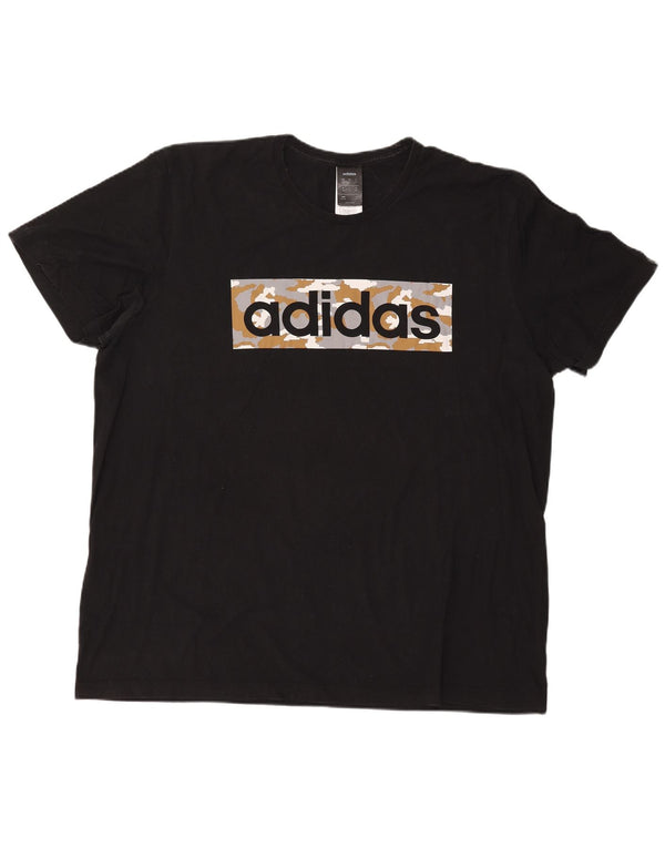 ADIDAS Mens Graphic T-Shirt Top 2XL Black Cotton