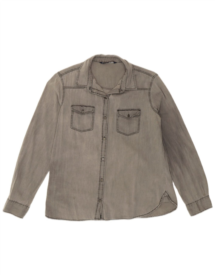 ZARA Womens Denim Shirt UK 16 Large Grey