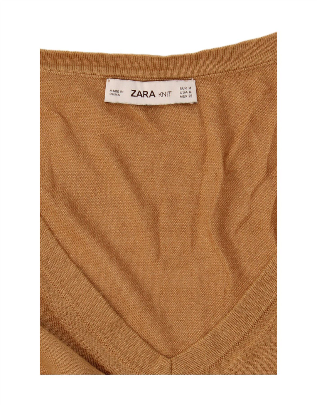 Zara Womens Oversized V-Neck Jumper Sweater UK 14 Medium Brown