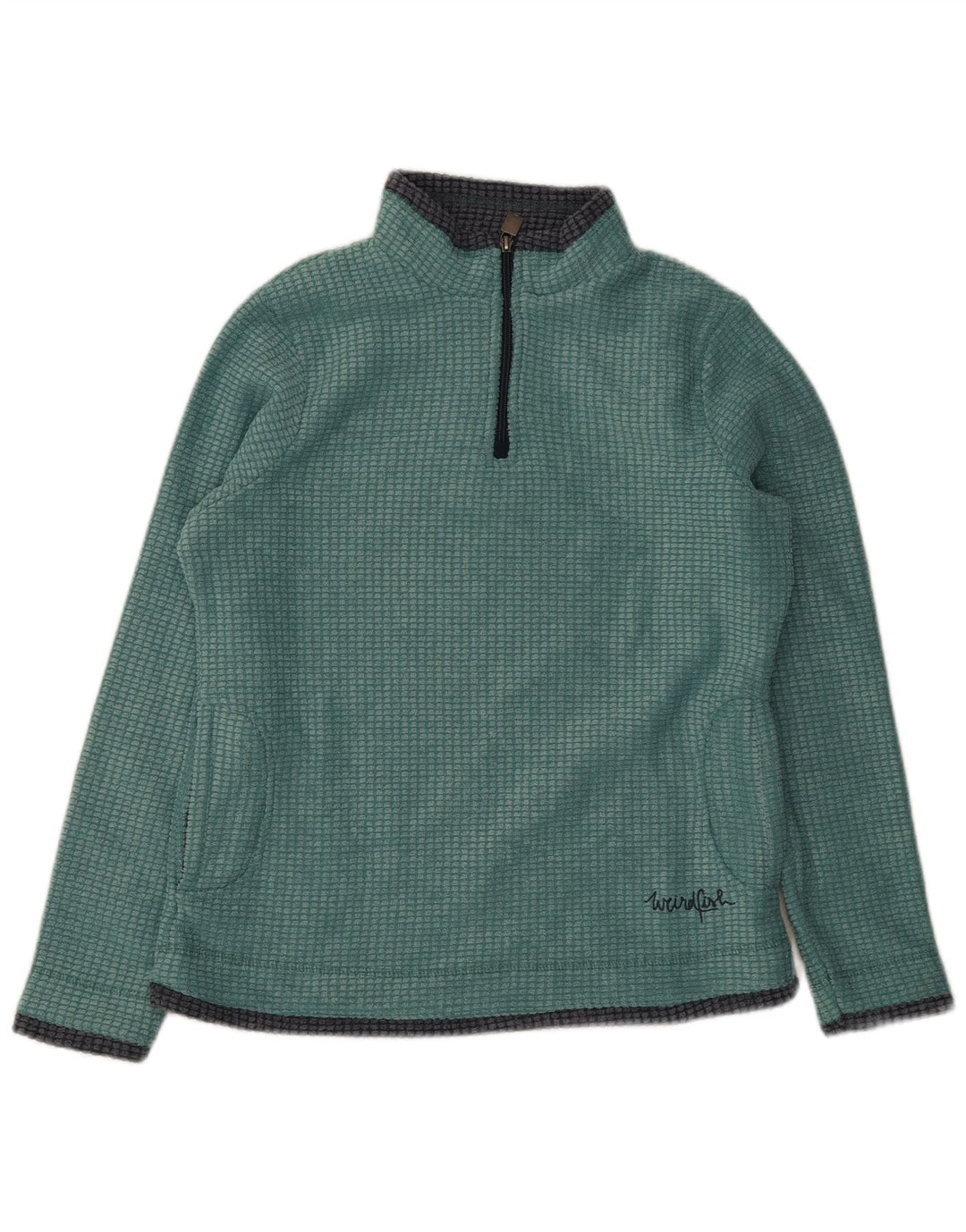 Weird Fish Womens Zip Neck Fleece Jumper UK 12 Medium Green Polyester
