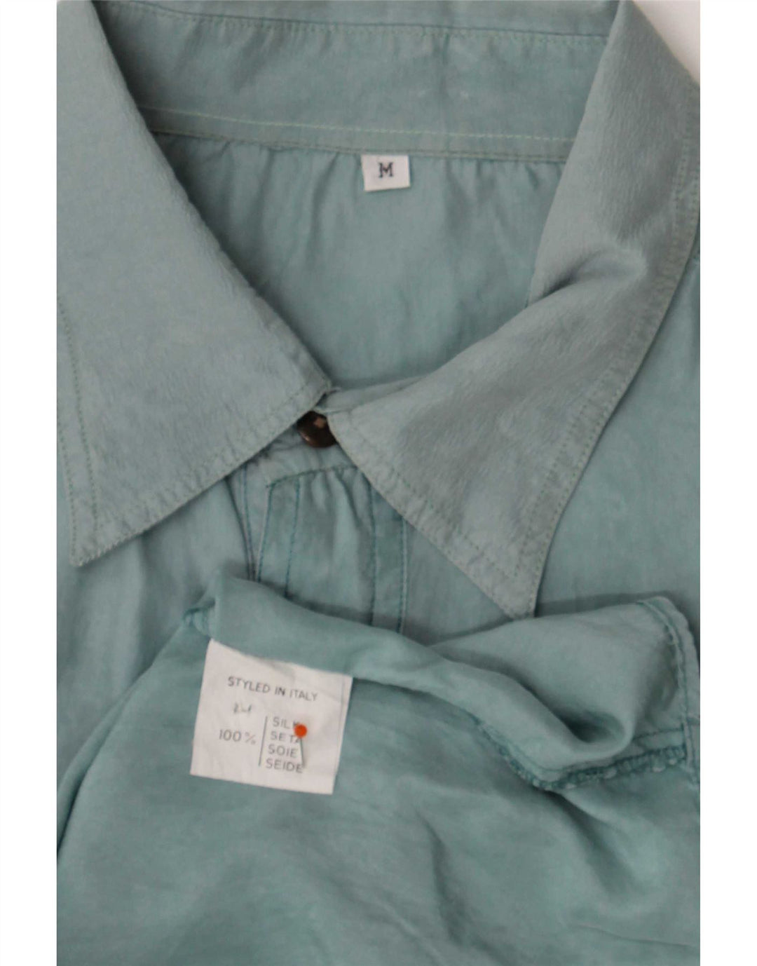 Vintage Mens Shirt Medium Blue Silk