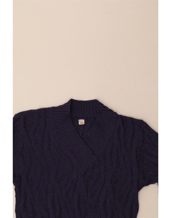VINTAGE Womens V-Neck Jumper Sweater IT 42 Medium Purple Polyacrylic Vintage Vintage and Second-Hand Vintage from Messina Hembry 