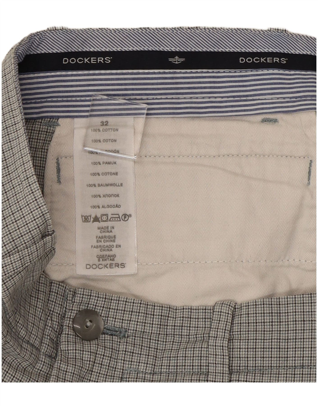 Dockers Mens Chino Shorts W32 Medium Grey Houndstooth Cotton