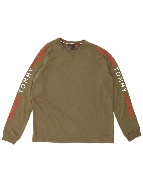 Tommy Hilfiger Mens Graphic Top Long Sleeve XL Khaki Cotton