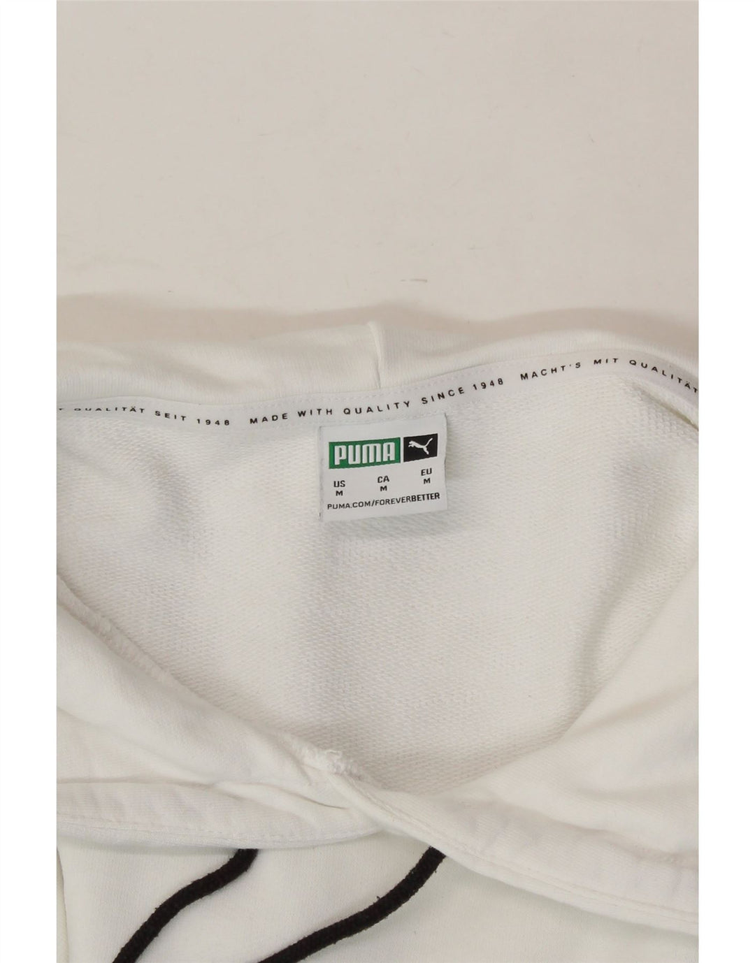 PUMA Mens Graphic Hoodie Jumper Medium White Cotton Vintage Puma and Second-Hand Puma from Messina Hembry 